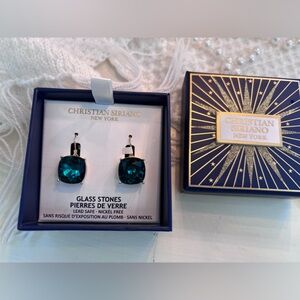 Christian Siriano Green Glass Stone Earrings